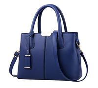Sac à main pour femme Sacs à main spacieux pour femme Portefeuille Satchel Sac à bandoulière Sac fourre-tout Sac en cuir pour ordinateur portable 15 poches, bleu foncé, Taille unique