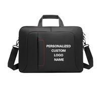 Sac À Main pour Homme Personnalisé avec Logo Nom Texte Imprimé, 15,6 Pouces Porte-Documents d'affaires Sacoche pour Ordinateur Portable pour Femmes Black,40 * 29 * 11.5cm