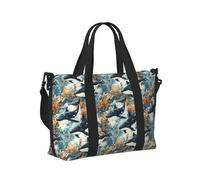 Sac à main pour ordinateur portable pour femme - Sac de travail mignon imprimé baleine tueur - Sac de week-end pour femme - Voyage - Sac en toile pour homme - Articles personnels