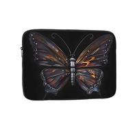 Sac à main pour ordinateur portable résistant aux chocs avec motif papillon mystère tendance pour voyage d'affaires, travail, université, Noir/blanc, 17 inch