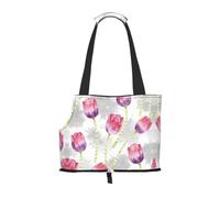 Sac à main pour petits chiens et chats avec motif aquarelle tulipe et pissenlit