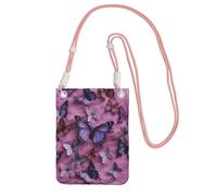 Sac à main pour téléphone portable « All Butterflies Are On Purple Background » pour femme, pochette pour téléphone portable, étui portefeuille avec bandoulière rose, pochette de voyage