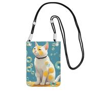 Sac à main pour téléphone portable avec inscription « Many Bubbles And A Cat » - Pour femme - Avec bandoulière noire