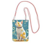 Sac à main pour téléphone portable avec inscription « Many Bubbles And A Cat » - Pour femme - Avec bandoulière rose