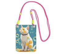 Sac à main pour téléphone portable avec inscription « Many Bubbles And A Cat » - Pour femme - Pochette de voyage avec bandoulière Fuchusia
