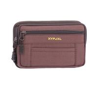 Sac à main pour téléphone portable en toile pour homme Mini pièce de monnaie Petit carré Ceinture Sacs multi-compartiments Fanny Portefeuille Pochette Homme Poche Design Ceinture Pack, marron, 1