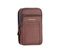 Sac à main pour téléphone portable en toile pour homme Mini pièce de monnaie Petit carré Ceinture Sacs multi-compartiments Fanny Portefeuille Pochette Homme Poche Design Ceinture Pack, marron, 2