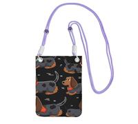 Sac à main pour téléphone portable « I Love My Dog Dachshunds » pour femme, pochette pour téléphone portable, étui portefeuille avec bandoulière violette, pochette de voyage
