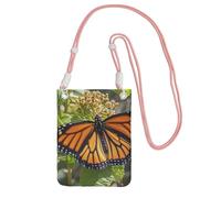 Sac à main pour téléphone portable Monarch Butterflies pour femme, pochette pour téléphone portable, étui portefeuille avec bandoulière rose pochette de voyage