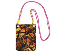 Sac à main pour téléphone portable Monarch Butterflies pour femme, pochette pour téléphone portable, étui portefeuille avec bandoulière Fuchusia, pochette de voyage