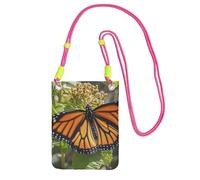 Sac à main pour téléphone portable Monarch Butterflies pour femme, pochette pour téléphone portable, étui portefeuille avec bandoulière Fuchusia, pochette de voyage
