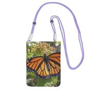 Sac à main pour téléphone portable Monarch Butterflies pour femme, pochette pour téléphone portable, étui portefeuille avec bandoulière violette, pochette de voyage