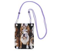 Sac à main pour téléphone portable motif bulldogs anglais pour femme, pochette pour téléphone portable, étui portefeuille avec bandoulière noire, pochette de voyage, violet, taille unique
