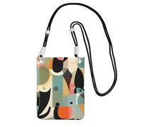 Sac à main pour téléphone portable motif chat art moderne du milieu du siècle pour femme, pochette pour téléphone portable, étui portefeuille avec bandoulière noire, pochette de voyage