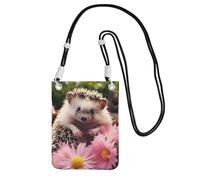 Sac à main pour téléphone portable, motif hérisson mignon dans des fleurs, sac à bandoulière étanche pour téléphone portable, sac à main à bandoulière pour femme