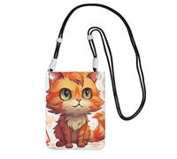 Sac à main pour téléphone portable Orange Cat pour femme, pochette pour téléphone portable, sac portefeuille avec bandoulière noire, pochette de voyage, noir, taille unique