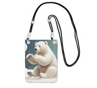 Sac à main pour téléphone portable, ours polaire amusant jouant à la boule de neige, sac à bandoulière étanche pour téléphone portable, sac à main à bandoulière pour femme, noir, One Size