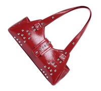 Sac à main pratique en cuir synthétique pour les amateurs de mode qui aiment les styles punk, les festivals de musique, Rouge, One Size