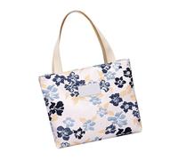 Sac à main pratique en toile légère pour femme avec poignée supérieure Motif floral Grande capacité, bleu, One Size