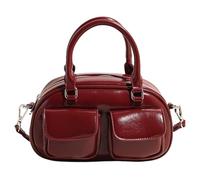 Sac à main rétro à sac à main avec un sac à main supérieur multi-poche pour les femmes (rouge à vin)