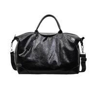 Sac à Main rétro en Cuir PU for Femme, fourre-Tout de Grande capacité, Simple et de Couleur Unie(Black)