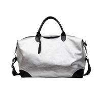 Sac à Main rétro en Cuir PU for Femme, fourre-Tout de Grande capacité, Simple et de Couleur Unie(Silver)