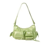 Sac à main rétro sous les aisselles, sac à main tendance demi-lune en cuir PU, sac à bandoulière tendance 2025 à trois poches, Vert, 28.0*19.0*9.0