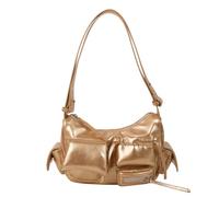 Sac à main rétro sous les aisselles, sac à main tendance demi-lune en cuir PU, sac à bandoulière tendance 2025 à trois poches, doré, 28.0*19.0*9.0