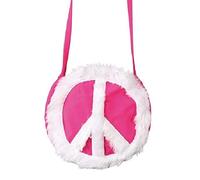 Sac à main rond hippie avec symbole de paix des années 70 Flower Power Woodstock, Rose, s