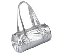 Sac à main rond tendance en nylon décontracté pour dames - Couleur unie - Cylindre sous les bras - Pour un usage quotidien - Mode coréenne, Argenté., One Size