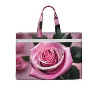 Sac à main rose et rose 26 x 38,1 cm, 2 poches zippées, grande capacité pour les dossiers - Idéal pour les travaux manuels et les voyages