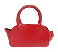 Sac à main rouge seau à pop-corn avec pendentif pour femme - PU rouge | Sac à main pop-corn portable en PU rouge - attache talon doré, petit format, deux poignées, idéal pour fêtes et ciné