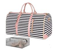 Sac à main, sac fourre-tout de voyage week-end avec compartiment pour chaussures pour femme, grandes nuits, Rayures noires et roses, Consulte la descripción, Voir description