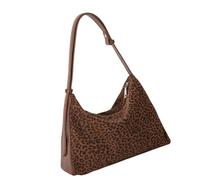 Sac à main souple et léger imprimé léopard pour femme, grande capacité, style rétro, sac à main sous les bras, marron, Organiseur de sac