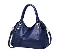 Sac à main spacieux pour femme - Sac à main - Sac à bandoulière - Sac à bandoulière - Sac en cuir - Pendentif pompon, bleu foncé, Taille unique