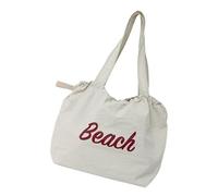 Sac à main style coréen pour femme - Grande capacité - Cordon de serrage - Lettre de shopping - Impression sous les bras - Grande capacité - Lettre d'école, beige, One Size