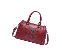 Sac à main style punk tête de mort grande capacité clouté docteur sac à bandoulière tendance style punk sac à main pour femme mode décontractée, Rouge, One Size