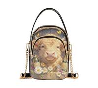 Sac à main tendance avec plusieurs poches pour femme Motif vache écossaise