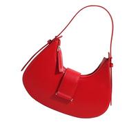 Sac à main tendance demi-lune rétro automne hiver aisselle poignée supérieure cuir PU aisselles femmes demi-lune mode aisselle rétro sac à main et sac à main, Rouge, One Size