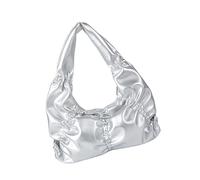 Sac à main tendance doux plissé avec poignée confortable en cuir PU Sac à bandoulière Umderarm Sac à main pour amateur de mode Sac à main PU, Argenté., One Size