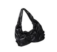 Sac à main tendance doux plissé avec poignée confortable en cuir PU Sac à bandoulière Umderarm Sac à main pour amateur de mode Sac à bandoulière en cuir PU, Noir , One Size