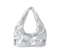 Sac à main tendance doux plissé avec poignée confortable en cuir PU Sac à bandoulière Umderarm Sac à main pour amateur de mode Sac à main aisselle, Argenté., One Size