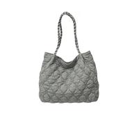 Sac à main tendance en coton léger avec coutures rhombiques, sac à main à bandoulière pratique et polyvalent pour le travail des femmes, gris