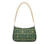 Sac à main tendance en cuir avec chaîne et flocons de neige pour femme Vert doré