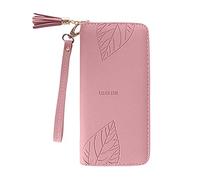 Sac à main tendance en cuir avec fermeture éclair et chargeur sans fil pour cartes d'identité, rose, Taille unique