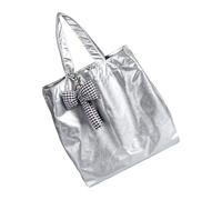 Sac à main tendance en cuir PU souple, sac à main spacieux pour tous les jours, sac à bandoulière pour femme, sac métallique sous les bras, sac à bandoulière en cuir PU souple, Argenté., One Size