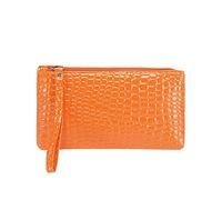 Sac à main tendance en cuir synthétique pour femme - Couleur unie - Avec fermeture éclair, marron, Taille unique