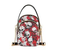 Sac à main tendance motif crâne rouge terrible pour femme avec plusieurs poches pour adultes