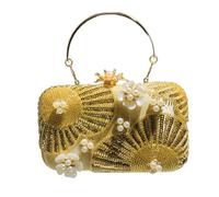Sac à main tendance pour femme avec paillettes étincelantes et perles - Convient pour les occasions spéciales et les fêtes, Or, Beauté de masse