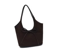 Sac à main tendance pour femme - Grande capacité - Épaule sous les bras - Nœuds d'école - Pour les trajets quotidiens - Joli nœud - Sac à main assorti à l'épaule, café, One Size